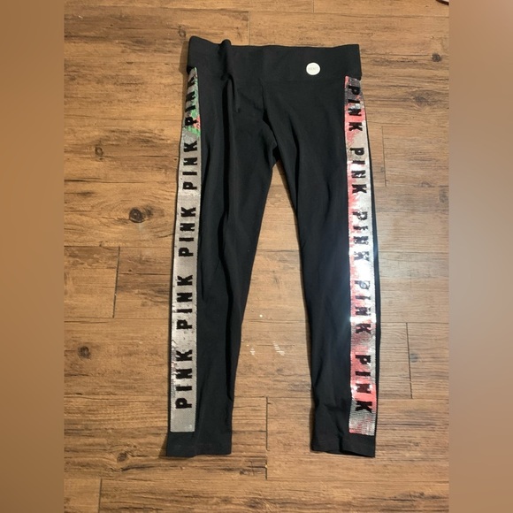 PINK VS SILVER BLING YOGA LEGGING PANTS NEW - Picture 3 of 4
